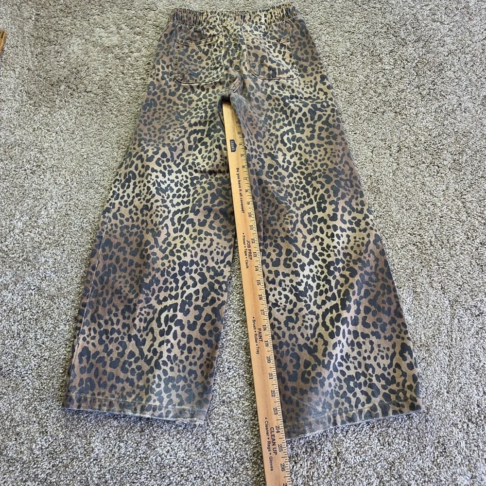 Gap Easy Wide-Leg Pull-On Jean Girls L 10-11 Tan Leopard Print Casual Athletic